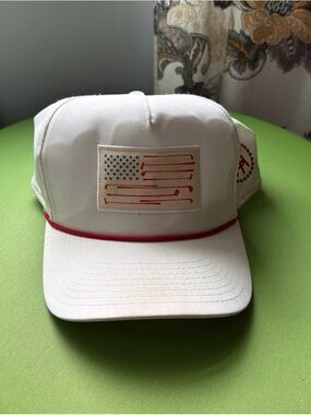 Barstool Sports golf hat with Red Trim and Flag Patch